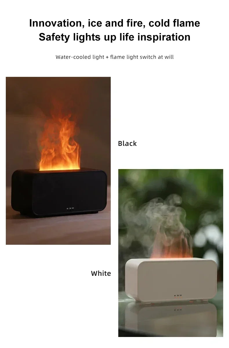 Flame Humidifier with Colorful Atmosphere Light No Water Power Protection Timed Function