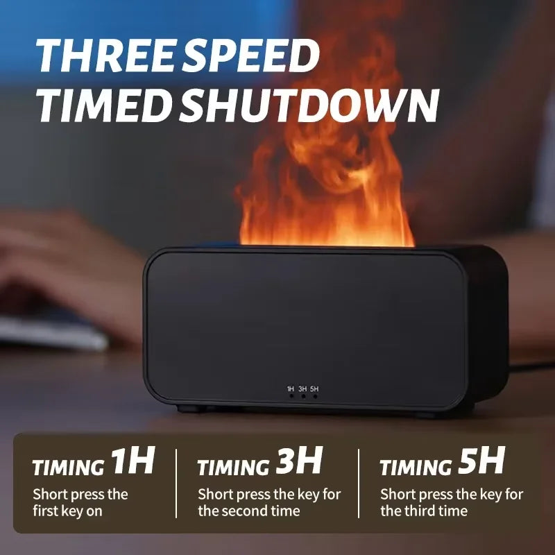 Flame Humidifier with Colorful Atmosphere Light No Water Power Protection Timed Function