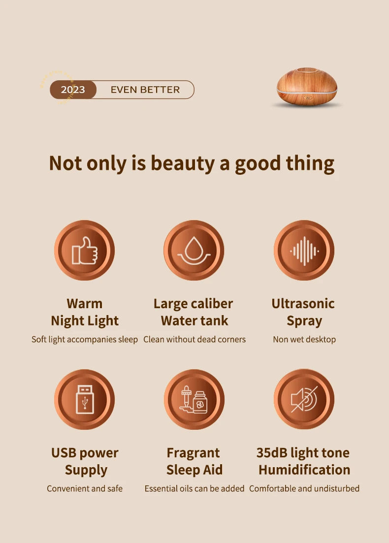 Air Humidifier Aromatherapy 200ml Ultrasonic Remote Control 7 Color Lights