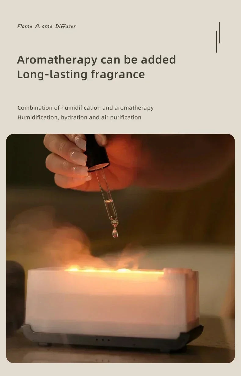 Flame Humidifier with Colorful Atmosphere Light No Water Power Protection Timed Function