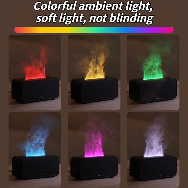 Flame Humidifier with Colorful Atmosphere Light No Water Power Protection Timed Function