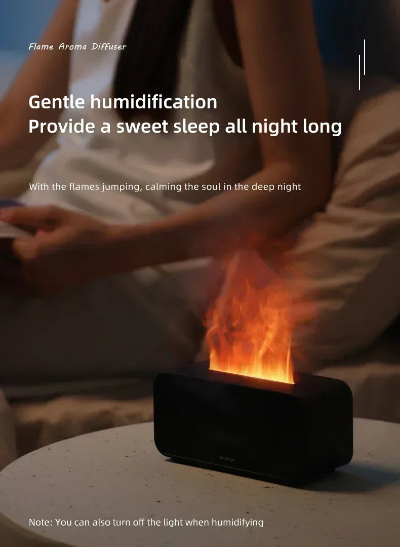 Flame Humidifier with Colorful Atmosphere Light No Water Power Protection Timed Function