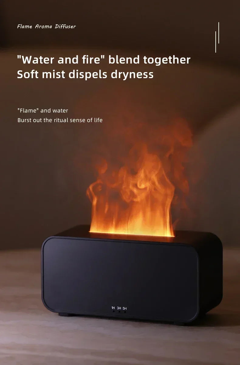 Flame Humidifier with Colorful Atmosphere Light No Water Power Protection Timed Function