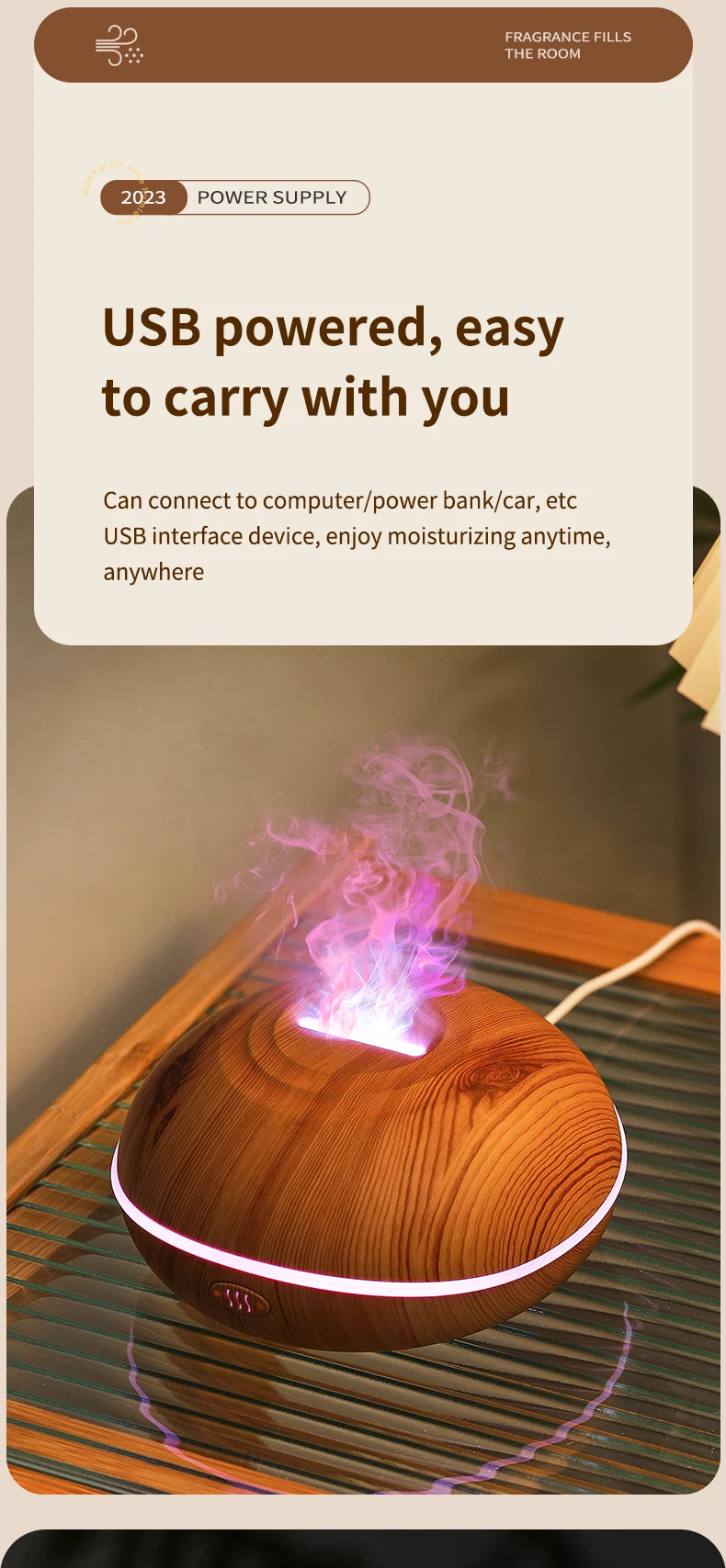 Air Humidifier Aromatherapy 200ml Ultrasonic Remote Control 7 Color Lights