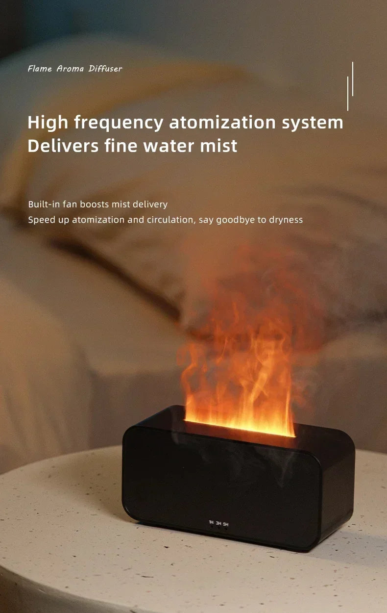 Flame Humidifier with Colorful Atmosphere Light No Water Power Protection Timed Function
