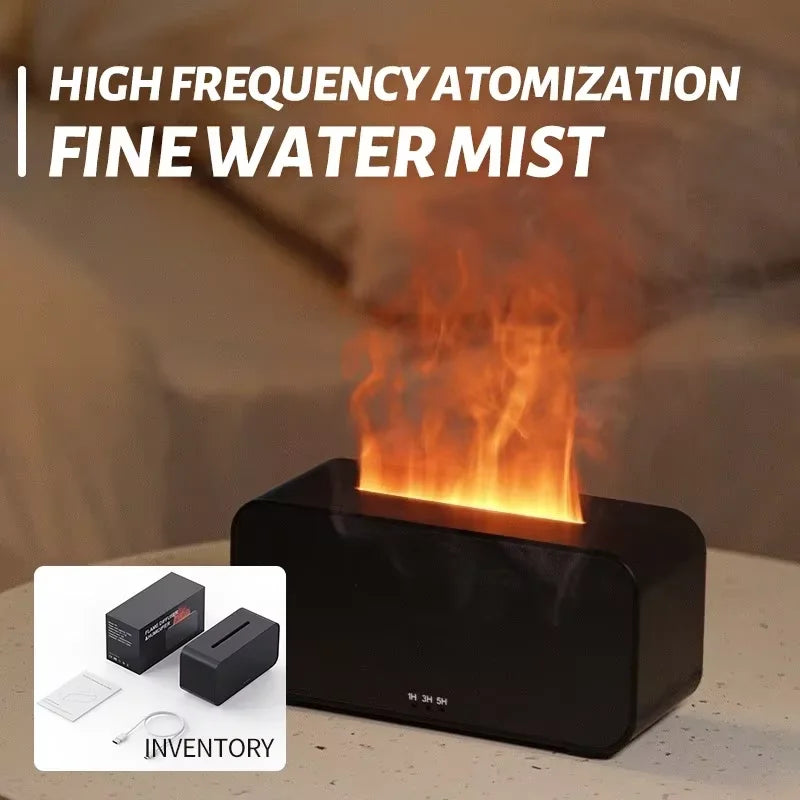 Flame Humidifier with Colorful Atmosphere Light No Water Power Protection Timed Function