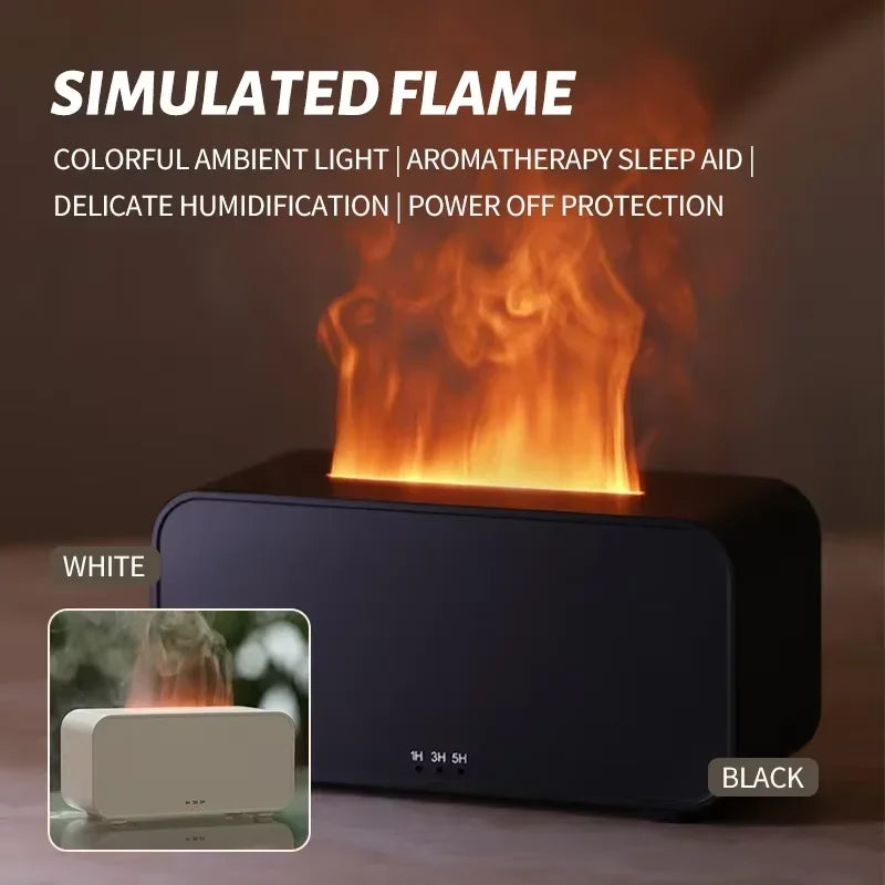 Flame Humidifier with Colorful Atmosphere Light No Water Power Protection Timed Function