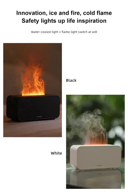 Flame Humidifier with Colorful Atmosphere Light No Water Power Protection Timed Function