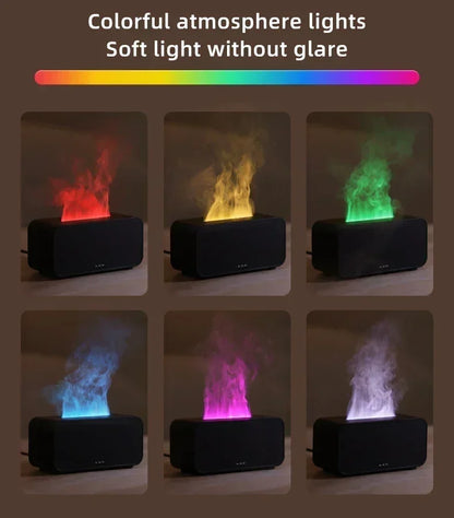 Flame Humidifier with Colorful Atmosphere Light No Water Power Protection Timed Function