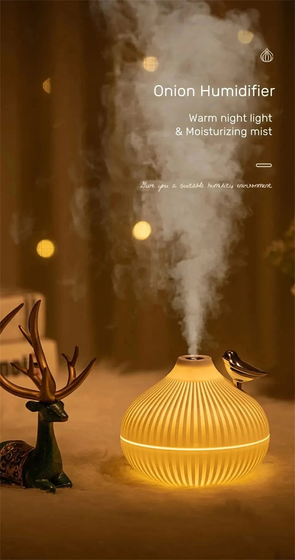 Humidifier Scented  Creative Onion Shape Can Do Night Light Quiet Sleep
